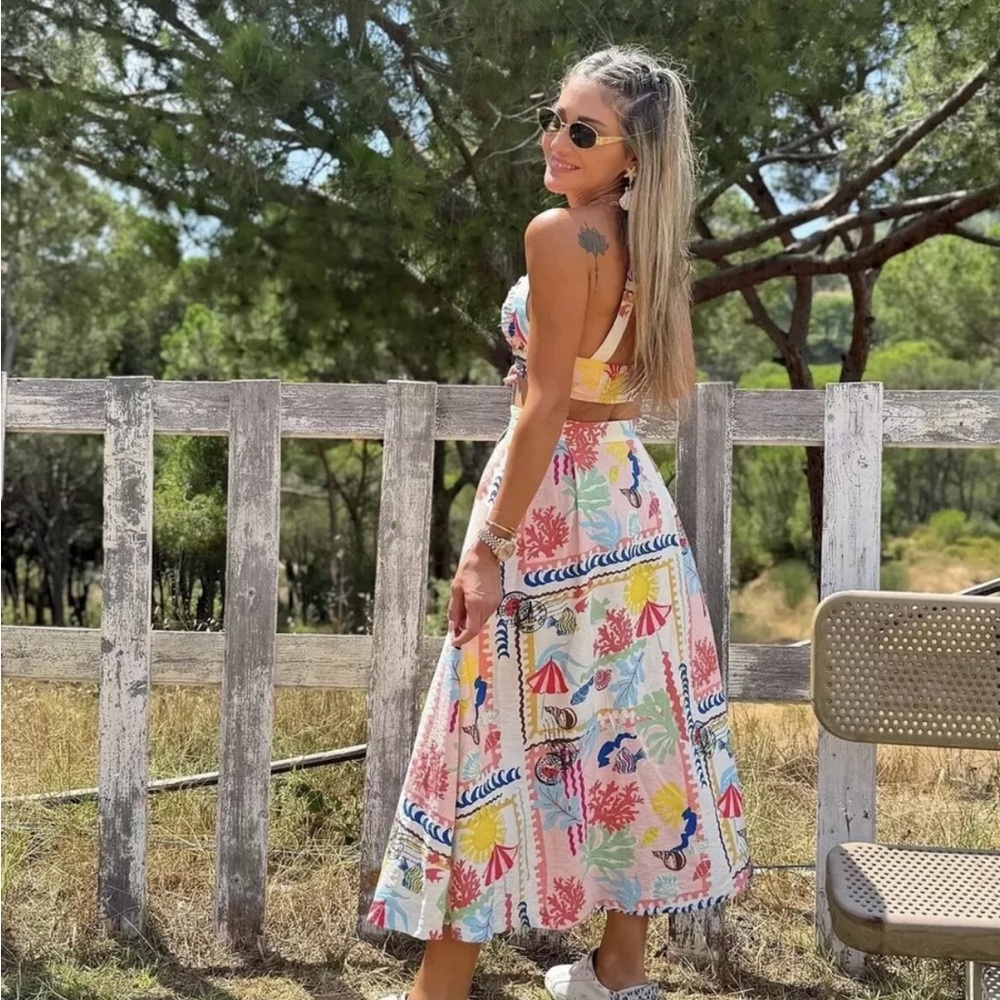 Zara button down cape skirt